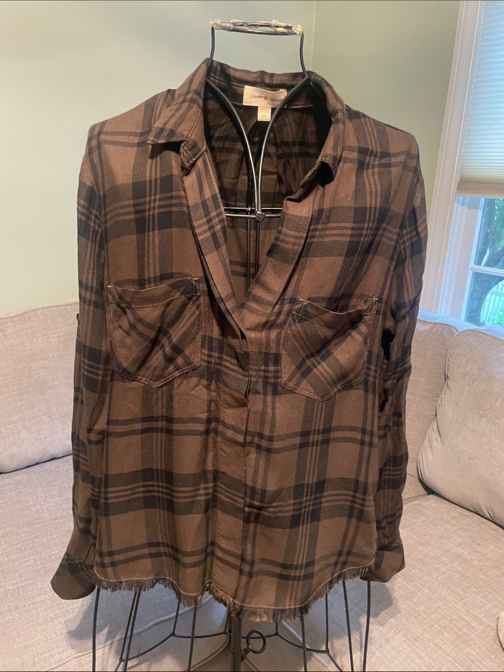 cloth & stone Brown and Black Plaid Button-Down Shirt